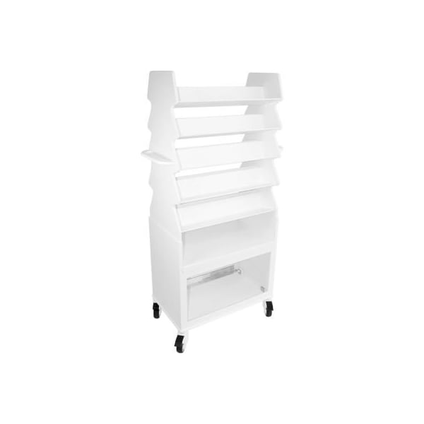Trippnt Extra Wide Tall Slanted Suture Cart with Bulk Storage Area, 27inW x 17inD x 56inH, White 51939 - main